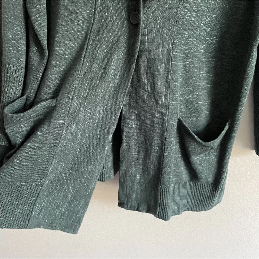 J.Jill Women Green Textured Knit Pockets Longline Sweater-Jacket Blazer Size M - Picture 10 of 10